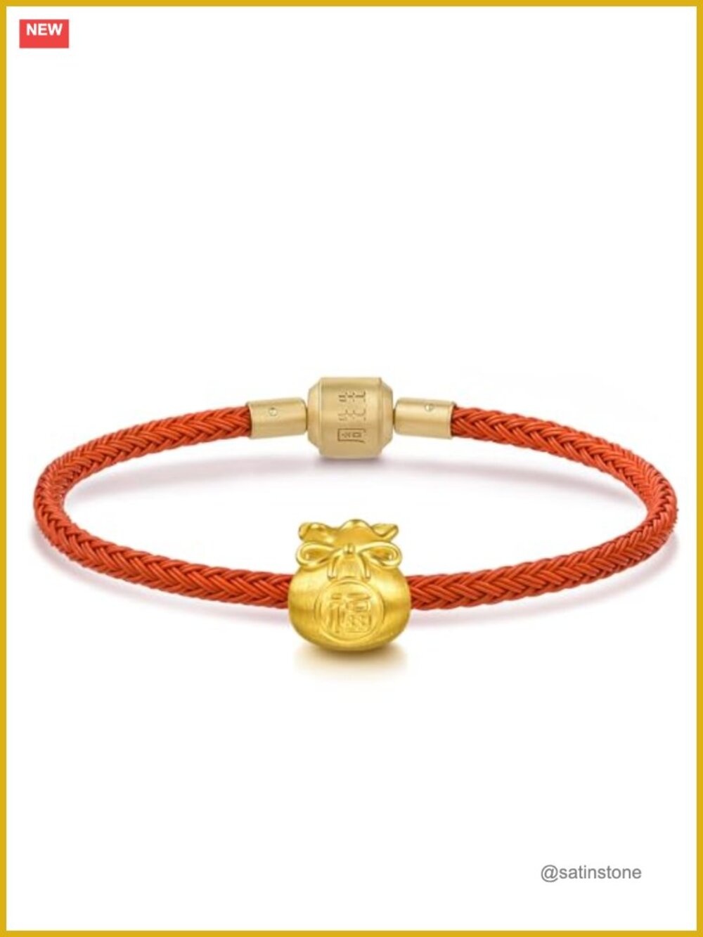 999 Gold Lucky Pouch Charm Bracelet 17cm Adult Unisex Jewelry
